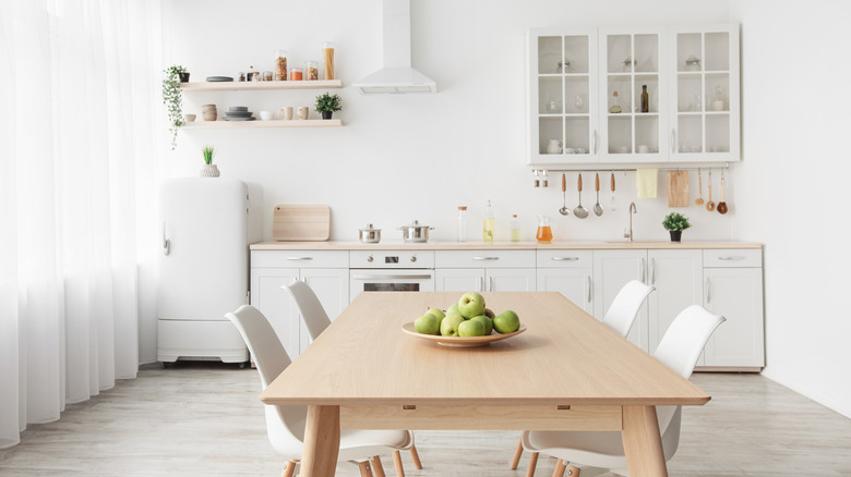 butcher block white kitchen