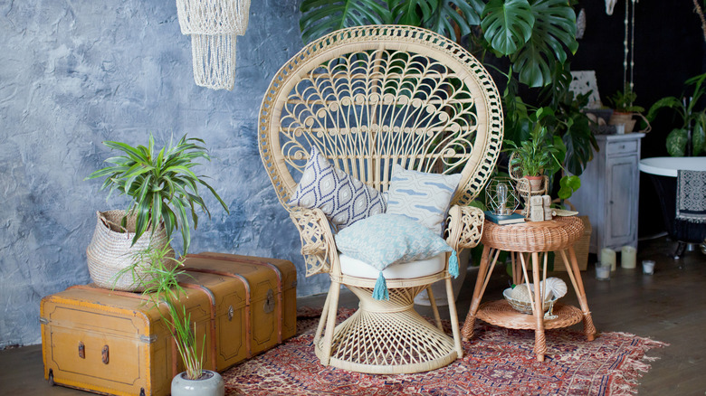 boho aesthetic peacock chair