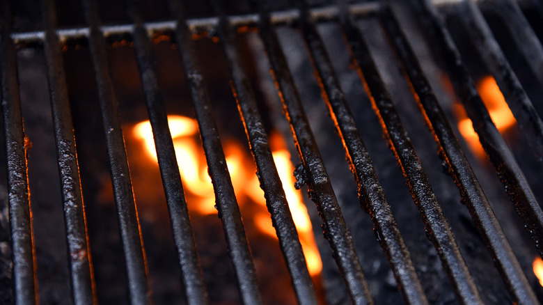 grill with residue on grates
