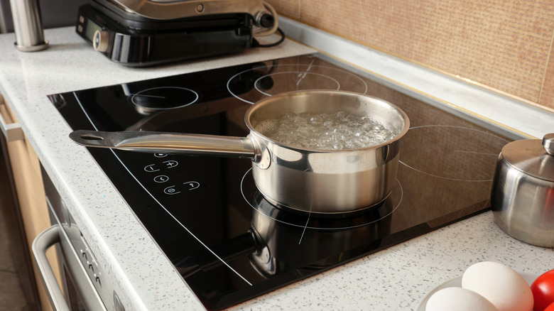boiling water in pot on induction cooktop