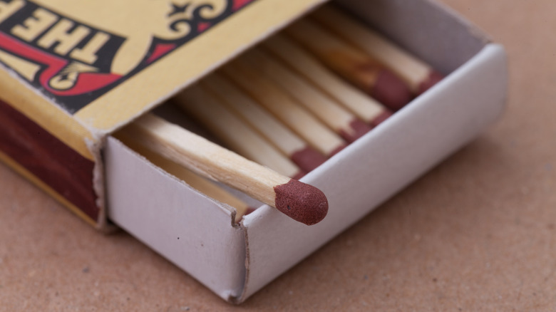 Close up of matches in box