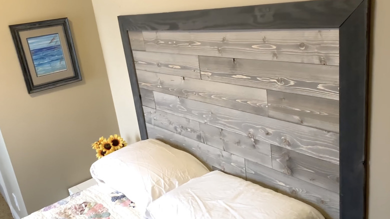 DIY wooden effect headboard
