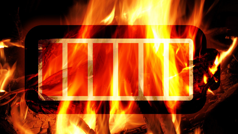 A lithium ion battery on fire