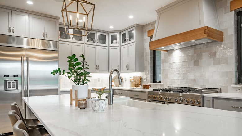 kitchen with to-the-ceiling cabinets