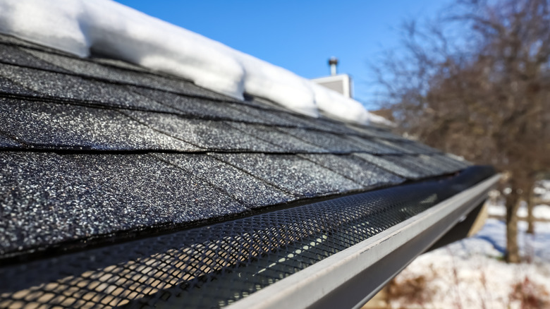 Upclose of roof with snow