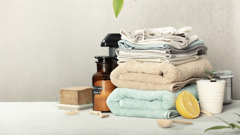 Pile of laundry with lemon