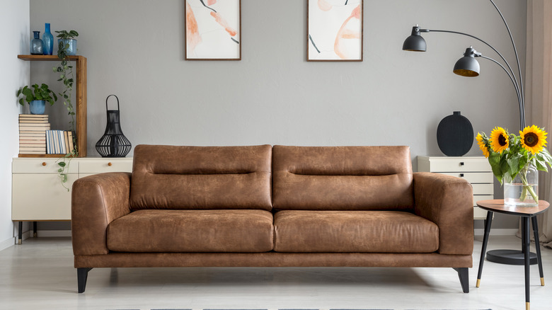 brown leather couch