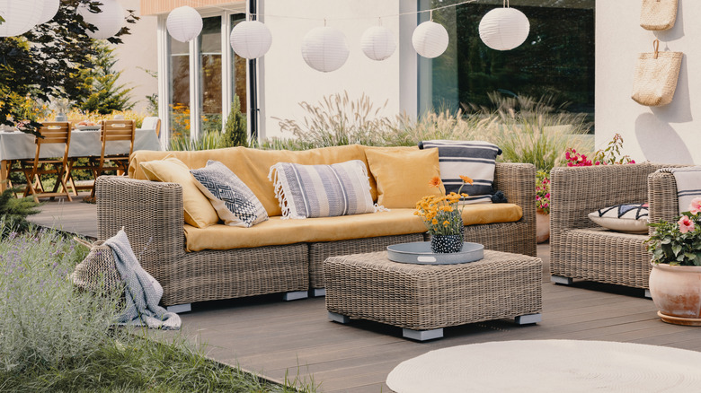 Wicker furniture on a patio