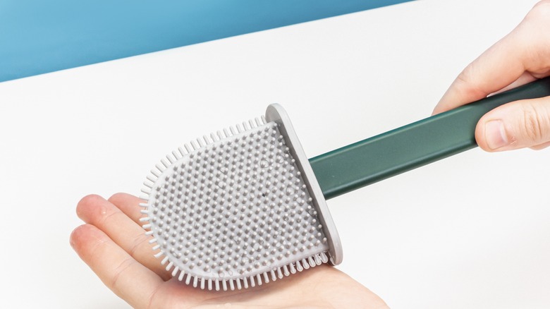 spatula style silicone toilet brush