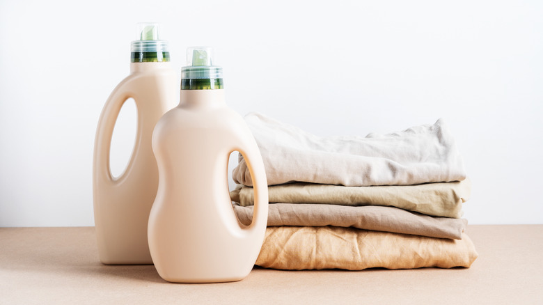 laundry detergent and softener bottles
