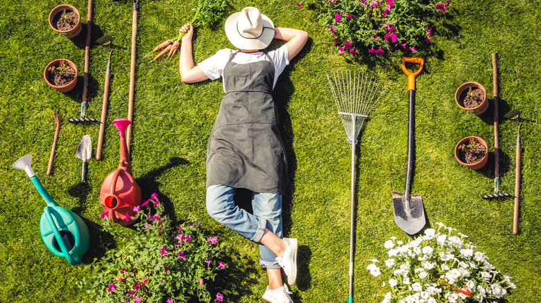 relaxing while gardening