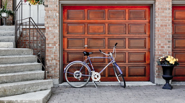 Bike next to wooden garage