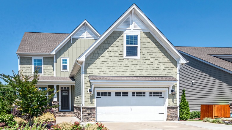 Shingled house with attached garage