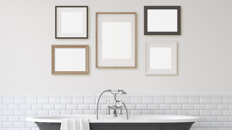 picture frames above tub