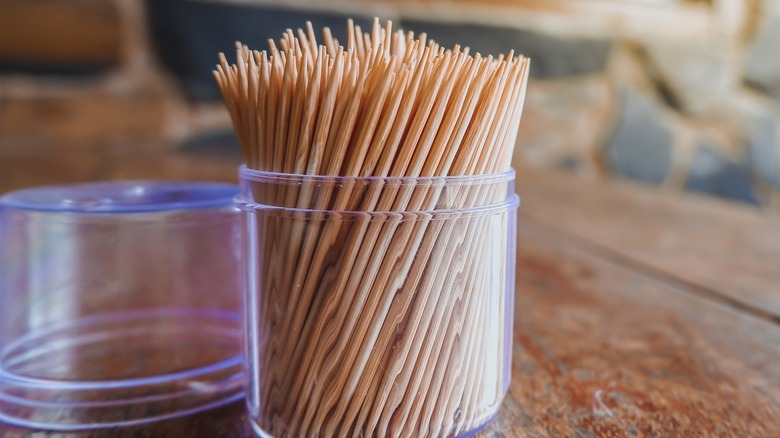 toothpicks in paint pots