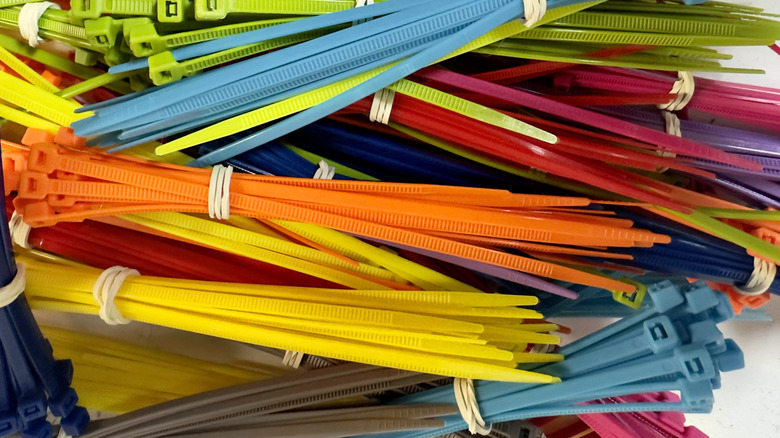 Packs of zip ties in different colors