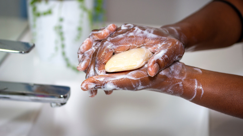 Person washing their hands