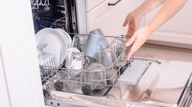 someone loading dishwasher