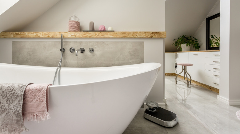 Oversized tub in bathroom