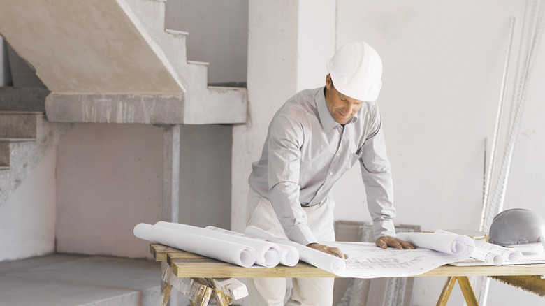 Contractor working in house