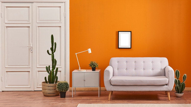 Room with orange wall