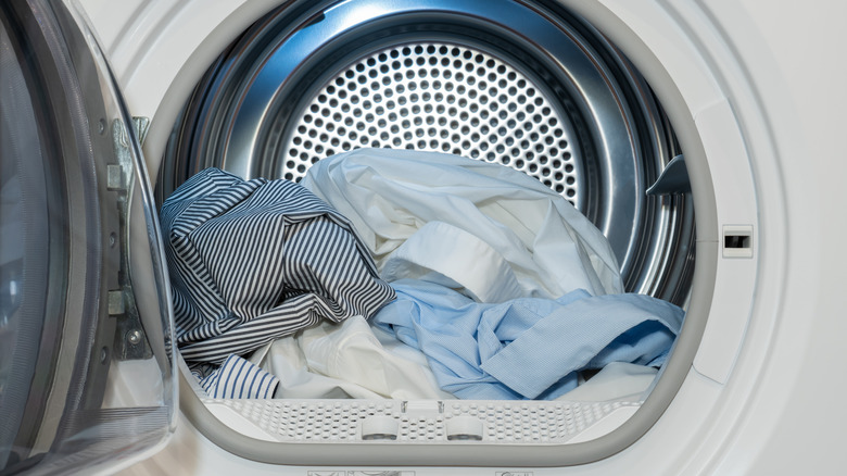 Clean clothes inside of dryer