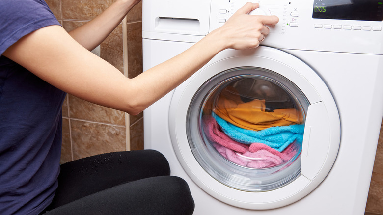 Washing a load of laundry