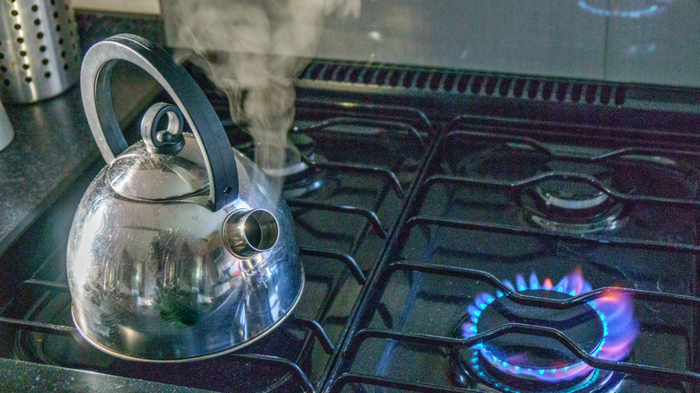 Tea kettle on stove