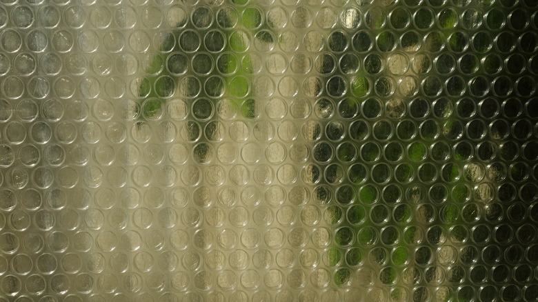 Bubble wrap distorting window view