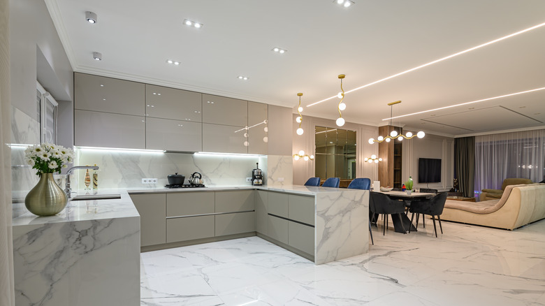 kitchen with LED lighting