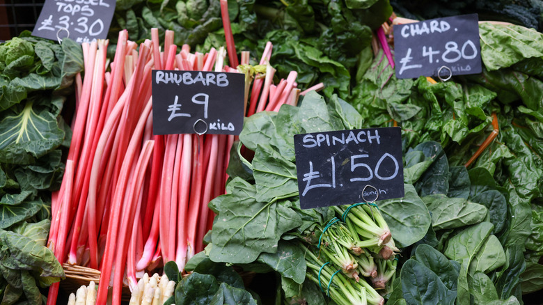 Rhubarb at a market