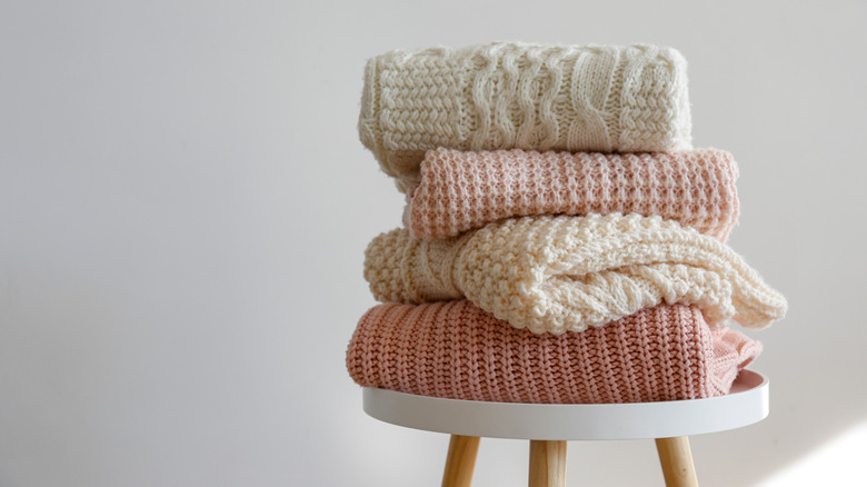 Stack of folded sweaters