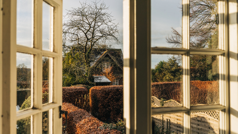 Open windows with direct sunlight shining on them