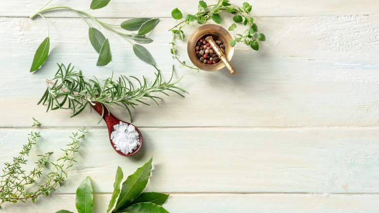 fresh herbs containing sage