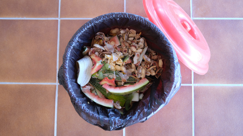 peanut shells in compost bin