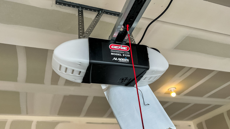 Close-up view of a garage door opener