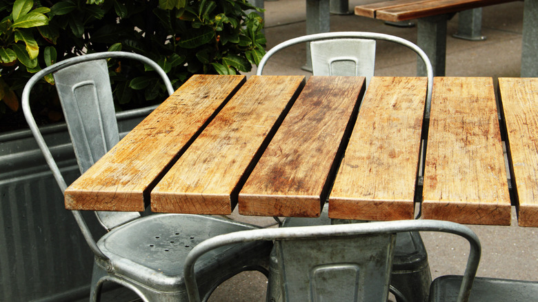 metal bistro chairs outside tolix