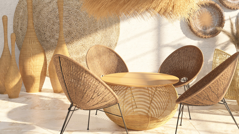 rattan wicker dining set