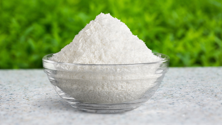 Small glass bowl filled with Epsom salt