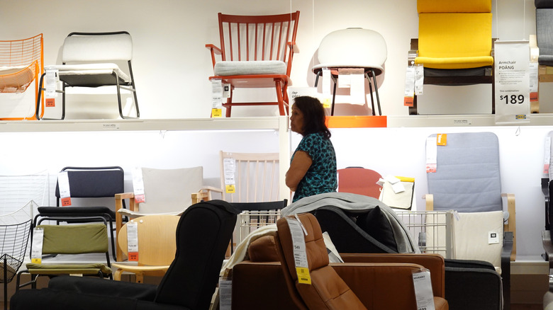 Customer shops for furniture at an IKEA store on September 26, 2025 in Emeryville, California.