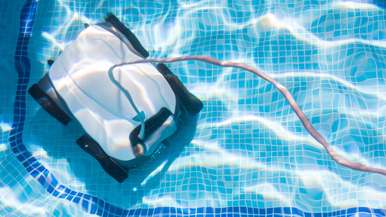 Robotic pool cleaner in pool