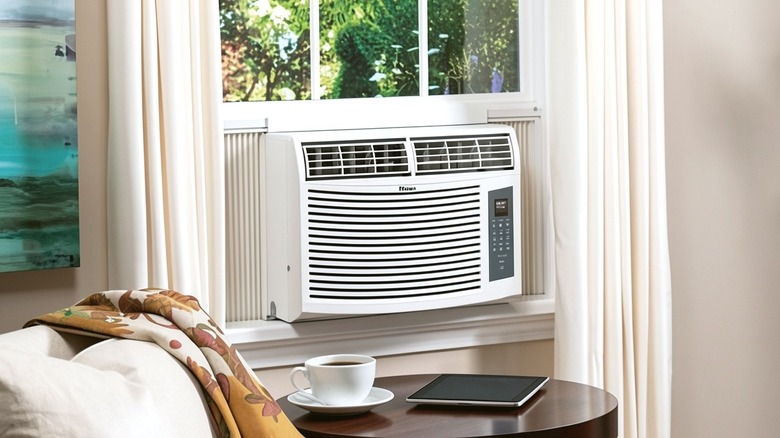 Haier HWE12XCR window AC installed in a window