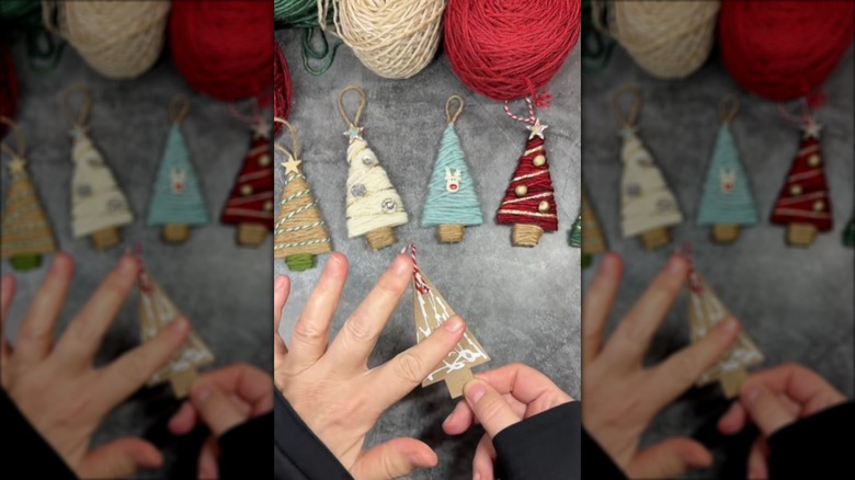 Handmade wrapped Christmas tree ornaments