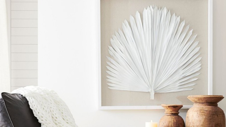 Pottery Barn palm leaf wall art.