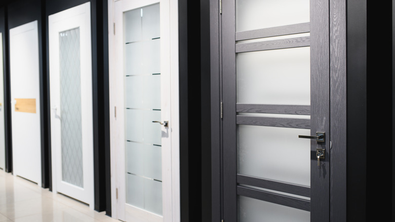Modern glass doors at a home improvement store