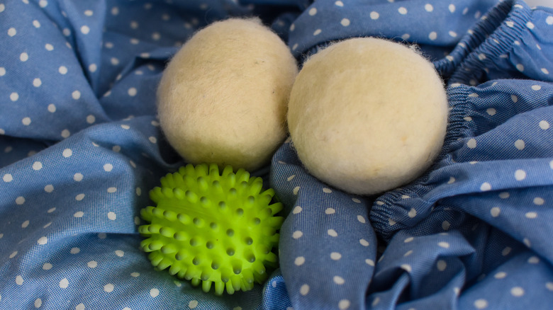 wool and plastic dryer balls