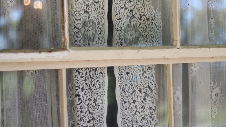 Sheer lace curtains