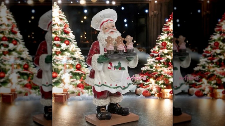 figurine of santa baking cupcakes