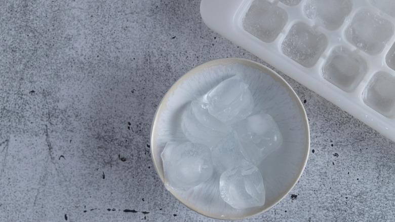 bowl of ice cubes