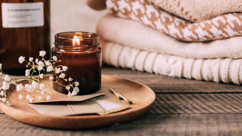 Candle on coffee table